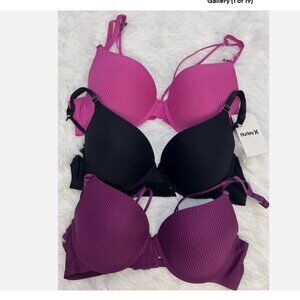 HURLEY 3 Pack Women’s Underwire Soft Finishes Bra size 36C NWT